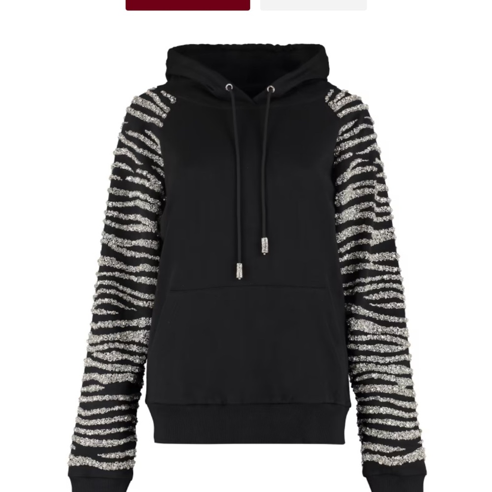 Black and Silver Zebra Print Women's Hoodie